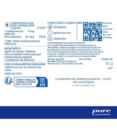 Pure Encapsulations - Selenium 55 - Selenium L-Methionine - Trace Element & Antioxidant - Helps in the Normal Functioning of - Buy Online on GoSupps.com