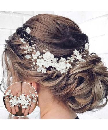 Koorium wedding hair accessories for women wedding tiaras for bride silver hair clips Crystal Headpieces Flower Headband Bridal Hair Pieces Pearl Hair Accessories Hair Styling Accessories - Buy Online on GoSupps.com