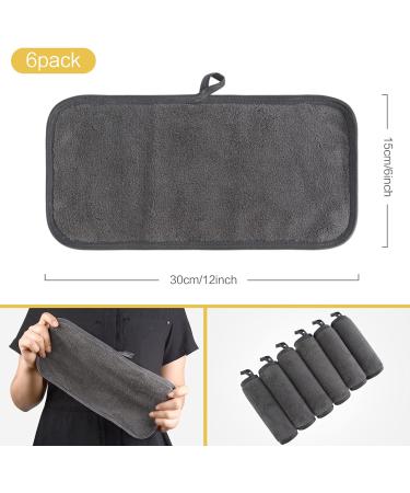 KinHwa Microfibre Face Cloth 6 Pack - Makeup Remover Flannel Cloth 15x30cm - Washable & Ultra Soft Cleansing Cloths - Dark Grey - 6 Count - Buy Online on GoSupps.com