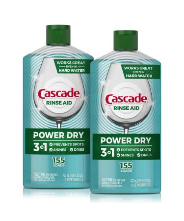 Cascade Power Dry Dishwasher Rinse Aid, 16 Fl Oz (2 Pack) Unscented 16 Fl Oz (Pack of 2)