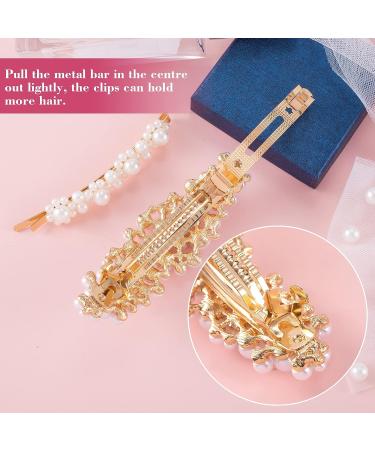 HINZIC 3Pcs Pearl Barrette Set - Vintage Gold Hair Clips for Wedding and Bridal Hair Accessories - Buy Online on GoSupps.com