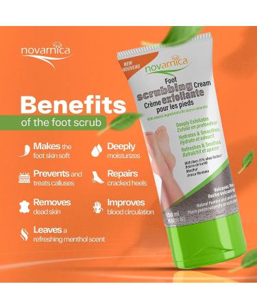 Novarnica Exfoliating Foot Scrub Cream with Volcanic Rock, Shea Butter & Arnica Montana - 150ml - Buy Online on GoSupps.com