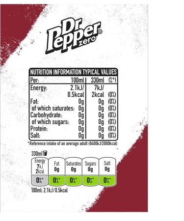 Dr Pepper Zero 8 x 330ml - Sugar-Free Soda Multipack for Refreshing Taste - Buy Online on GoSupps.com