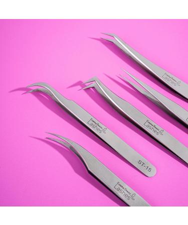 5 PCS Curved Volume Lash Tweezers Set for Eyelash Extension DIY - Stainless Steel Precision Tools for Cluster Application and Removal - Buy Online on GoSupps.com