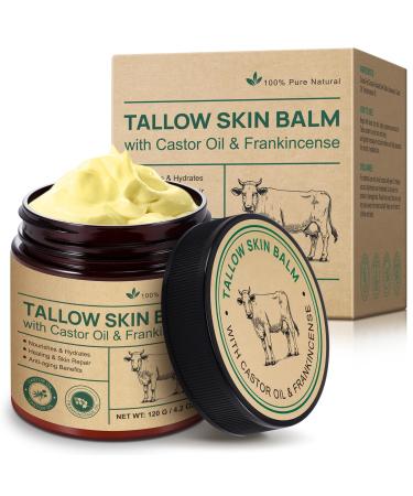 Beef Tallow Cr me bio 100 % grassfed de b uf pour les soins de la peau avec huile de ricin et huile d'encens visage et corps hydratant pour toutes les peaux