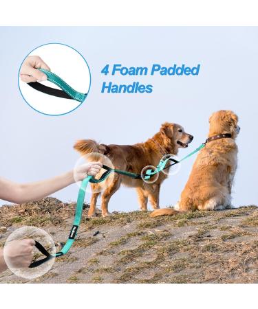 Petbonus Double Dog Leash for 2 Medium to Large Dogs - Adjustable Reflective Padded Handles - Perfect for Comfortable Walks (Green) - Buy Online on GoSupps.com