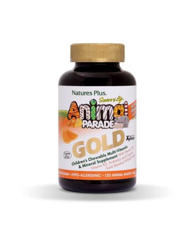 Nature's Plus Source of Life Animal Parade Gold Children's Chewable Multi-Vitamin & Mineral Supplement Natural Orange Flavor 120 Animal Shaped Tablets