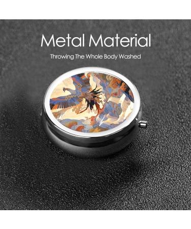 ROC with Wings Portable Metal Pill Box - Round Mini 3-Compartment Travel Case for Small Pills | Black Design - Buy Online on GoSupps.com