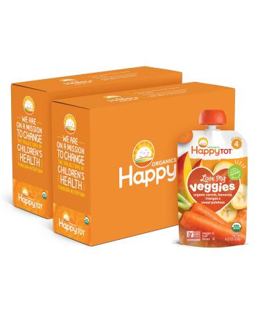 Happy Tot Organics Food Love My Veggies Stage 4, Carrot, Banana, Mango & Sweet Potato, 4.22 Ounce Pouch (Pack of 16) packaging may vary