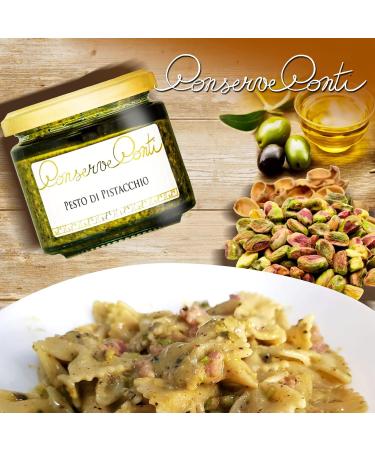 Pesto pistachio 100% with extra virgin olive oil - jar of ml. 212 - Sicilian artisanal production Conserve Conti - Buy Online on GoSupps.com
