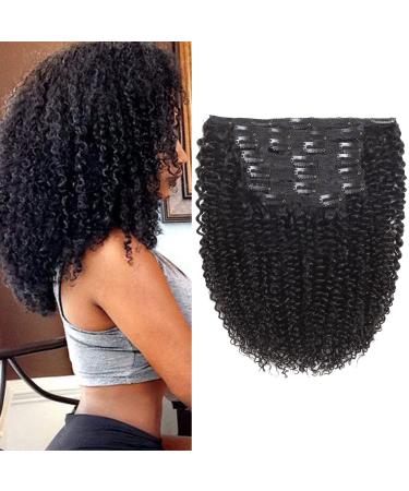 Rolisy Kinky Curly Clip In Hair Extensions Human Hair 10 Inch Curly Hair Extensions Clip In Human Hair for Black Women 3C 4A 4B Afro Kinky Curly Hair Clip Ins Soft Brazilian Remy Hair Thick Ends 10 Inch. Kinky Curly