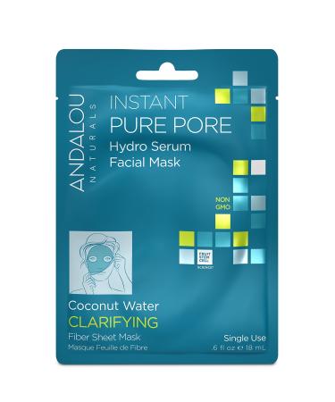 Andalou Naturals Instant Pure Pore Hydro Serum Facial Mask Coconut 0.6 Fl Oz