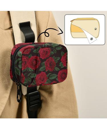 Pfrewn Retro Red Rose Pill Organizer Case | Travel 7-Day Weekly Vitamin & Medicine Holder for Men & Women - Buy Online on GoSupps.com