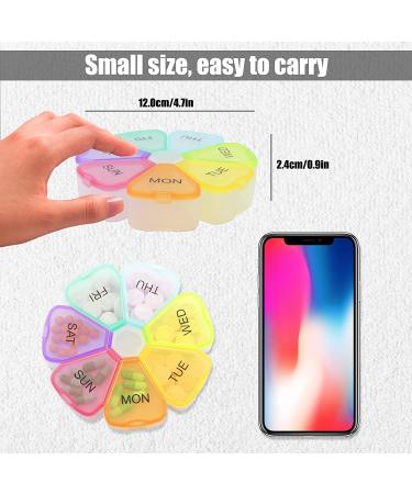 Bywocn Weekly Pill Organizer 2 Pack - Portable 7 Day Pill Box with Large Compartments - Flower Design Medicine Organizer for Vitamins and Supplements - Buy Online on GoSupps.com