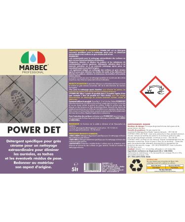 MARBEC POWER DET 5LT Porcelain stoneware detergent for extraordinary cleaning to remove halos stains and possible installation residue. - Buy Online on GoSupps.com