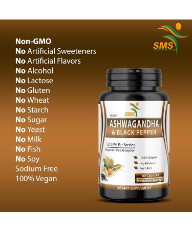 Ashwagandha Capsules with Black Pepper Extra Strength Natural Energy and Mood Support Focus and Stress Support Supplement 60 Capsules - Buy Online on GoSupps.com