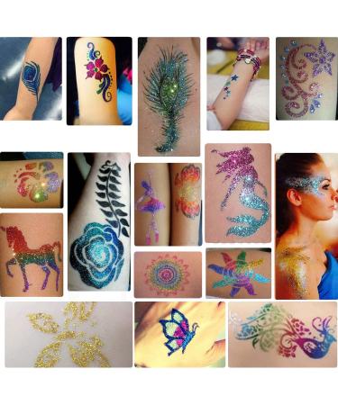Glitter Tattoo Studio Set 3 - Sparkly & Colorful Temporary Tattoos for Kids - Magical Fake Tattoo Kit for Girls - Arts & Crafts - Buy Online on GoSupps.com