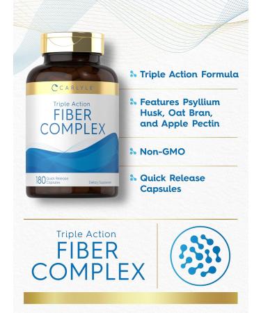 Carlyle Fiber Complex | 180 Capsules | Non-GMO Supplement | Triple Action Fiber 180 Count (Pack of 1) - Buy Online on GoSupps.com