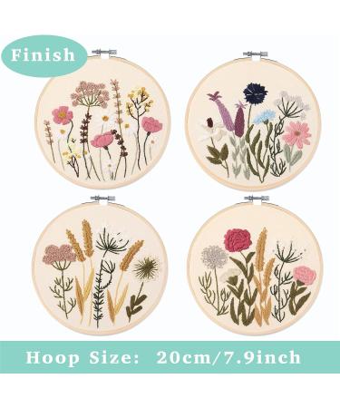 REEWISLY Embroidery Kit for Beginners - 4 Sets, Cross Stitch DIY with Hoops, Plants Flowers Patterns and Threads - Easy Learning for Beginners | Kit S366 - Buy Online on GoSupps.com