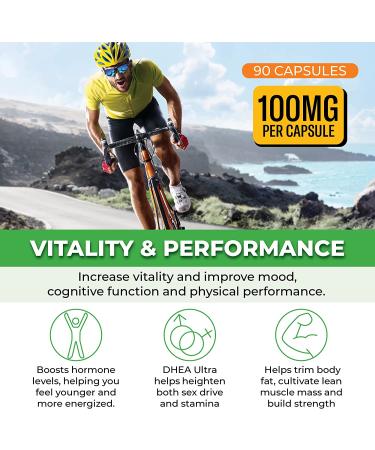 Forest Leaf DHEA 100mg Daily Hormone Supplement - 90 Veg Capsules for Healthy Metabolism, Mood, Performance, Brain & Immune Function - Buy Online on GoSupps.com