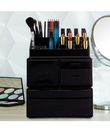 Relaxdays Makeup Organizer - 21 Compartment Acrylic Cosmetic Tower for Lipstick & Nail Polish - Black - Buy Online on GoSupps.com