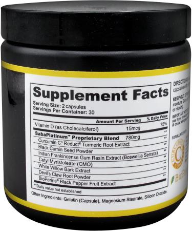 Saba Platinum Total Body Joint Support - High Absorption Curcumin Boswellia Vitamin D - 60 Capsules for Healthy Inflammation Response - Shop Internationally - Buy Online on GoSupps.com
