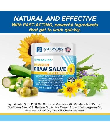 Pergenics Drawing Salve with Arnica Ointment for Dry Skin Cuts Burns Rash Poison Ivy Oak Itching Insect Bites Bee Sting Ingrown Hair 1 Oz - Buy Online on GoSupps.com