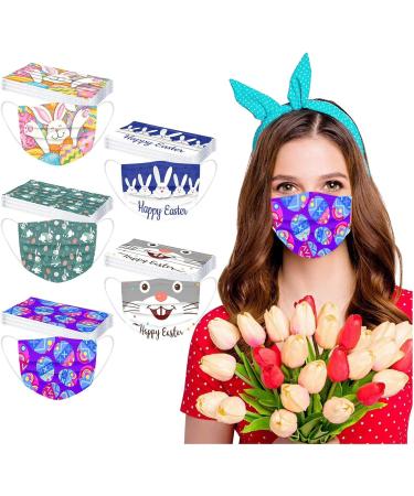 WEXCV 50 Pack Easter Masks for Adults - Disposable 3-Layer Breathable Protection with Bunny & Egg Print - Perfect for Men & Women - Ideal for Easter & Daily Use - Buy Online on GoSupps.com