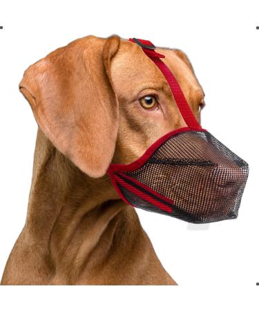 Muzzle for dogs with a rounded mesh breathable muzzle for small medium -sized and large dogs prevents eating biting and chewing (m red) m red - Buy Online on GoSupps.com