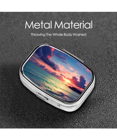 Ocean & Sunset Printed Square Pill Box | Portable Traveling Medicine Organizer - Buy Online on GoSupps.com