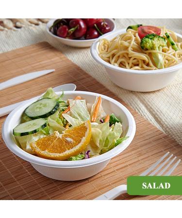 Vplus 200 Pack 12 oz Eco-friendly Compostable Paper Bowls - Heavy-duty Disposable Bowls for Milk, Cereals, Snacks, Salads - Bulk Bagasse Bowls - 12oz White - Buy Online on GoSupps.com