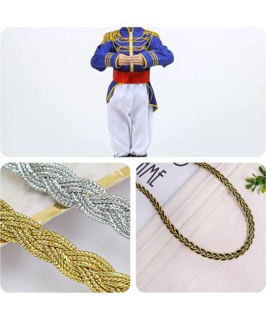 Gimp Braid Trim 9 Yards - 8mm/0.31in 3 Rolls Gold Silver Metal Fabric Trim for Sewing Garments, Curtains, Lampshades & DIY Crafts - Buy Online on GoSupps.com