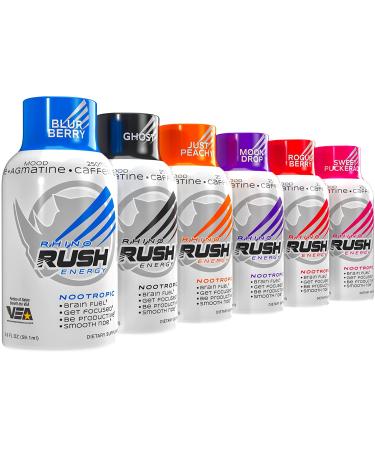 Rhino Rush Moon Drop Energy Shots 12 Pack - 2 oz Extra Strength Caffeine Shot - Lasts 4-6 Hours - Buy Online on GoSupps.com