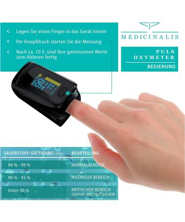 Buy Medicinalis Pulse Oximeter - Accurate SpO2 & Pulse Measurement | OLED Display Battery Indicator One-Touch Operation - Black - Buy Online on GoSupps.com