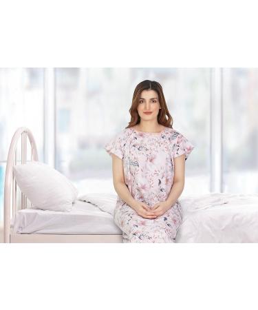 NY Threads Hospital Gown - Soft & Stylish Patient Gown (Small-Medium) White Rose Pink - Buy Online on GoSupps.com
