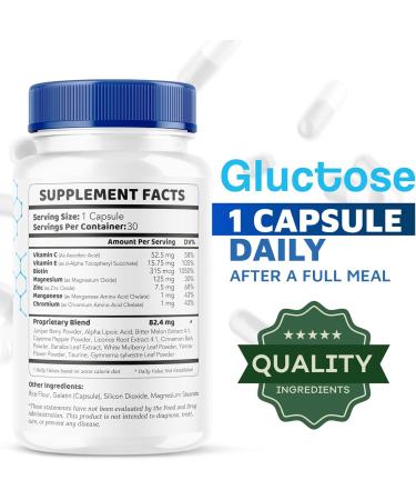 (2 Pack) Gluctose Advanced Blood Support Gluctose Gluctose - Advanced Blood Support Supplement Gluctose Supplement Support Capsules - All Natural Formula 60 Capsules for 2 Months - Buy Online on GoSupps.com