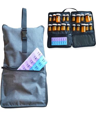 Portable Pill Bottle Organizer Bag - Lockable & See-Through Pockets | Large Heavy-Duty Medicine Organizer with Weekly Pill Box (Grey - Buy Online on GoSupps.com