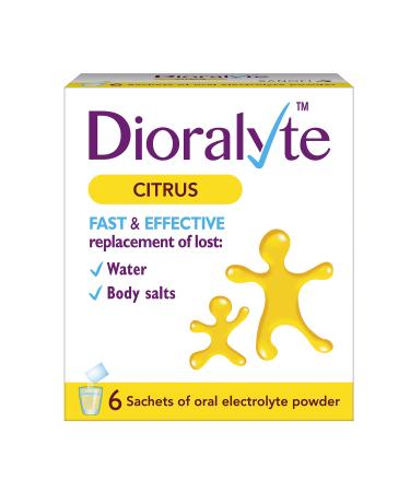 Dioralyte Citrus - Fast and Effective Supplement Treatment for Reducing Dehydration and Replacing Electrolytes (mineral salts) of Lost Body Water and Salts- Citrus Flavour - Powder 6 Sachets
