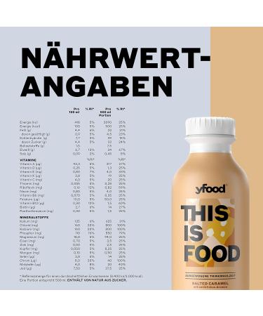 Yfood Salted Caramel Drink - On-the-Go Meal Replacement with 33g Protein 26 Vitamins & Minerals | 12 x 500ml - 3.00 Deposit Included - Buy Online on GoSupps.com