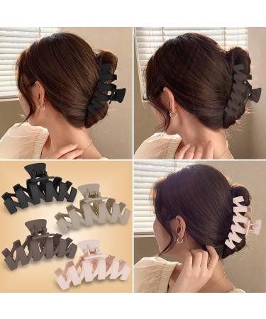 8 Pack Large Hair Claw Clips for Women - Strong Hold Matte Square Jaw Clips - Neutral Colors - 4.4 Inch - Thin Thick Hair - Buy Online on GoSupps.com