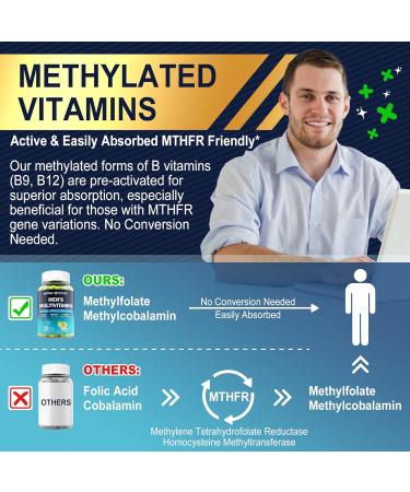 Methylated Multivitamin for Men Gummies BCAA Amino Acids Zinc Daily Vitamin A C D3 E K2 B Complex Calcium Magnesium Lycopene Digestive Enzymes - Energy Immune Muscle- Sugar Free Vegan 60Cts 60 Count (Pack of 1) - Buy Online on GoSupps.com