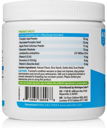 Glandex Feline Anal Gland Fiber Supplement Powder for Cats - Vet Recommended with Digestive Enzymes, Probiotics, and Pumpkin - Tuna Flavored 4.0 oz - Buy Online on GoSupps.com