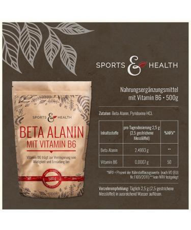 Beta Alanine Powder 500g - High-Quality Vegan Supplement with Vitamin B6 | Fight Fatigue & Boost Performance | Includes Measuring Spoon - Buy Online on GoSupps.com