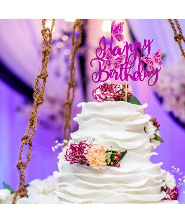 Arthsdite 1Pc Butterfly Cake Topper Assembled 3D Butterfly Cupcake Toppers Happy Birthday Cake Topper for Wedding Anniversary Baby Shower kids Birthday Party Cake Decorations - Purple Glitter - Buy Online on GoSupps.com