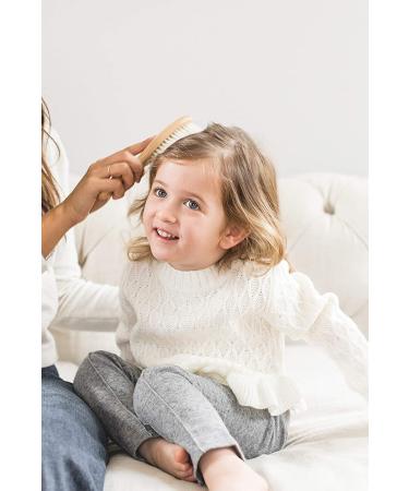 Ullabelle 4 Piece Wooden Baby Hair Brush and Comb Set - Soft Goat Hair - Prevents Cradle Cap - Pink - Registry Gift - Buy Online on GoSupps.com