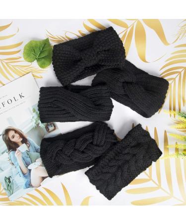 Knitted Headband for Women - Winter Ear Warmer Elastic Hair Band & Headwrap in Black - Buy Online on GoSupps.com