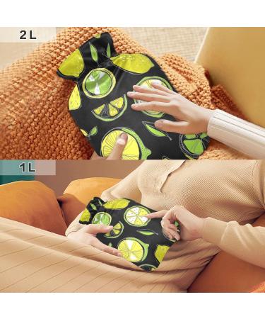 Hot Water Bottle with Cover 2L - Black & Lemon Yellow | Best for Comfort & Warmth - Buy Online - Buy Online on GoSupps.com
