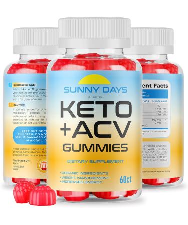 Alapor Sunny Days Keto ACV Gummies - 30 Days Supply of New Sunny Day Plus Apple Cider Vinegar Gummys - Buy Online on GoSupps.com