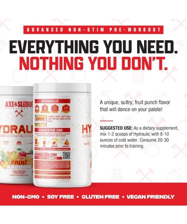 Axe & Sledge Hydraulic Stim-Free Pre-Workout Powder for Men & Women | Performance Stamina Focus Pumps | L-Citrulline Beta Alanine Creatine Caffeine-Free Fruit Kaboom - Buy Online on GoSupps.com
